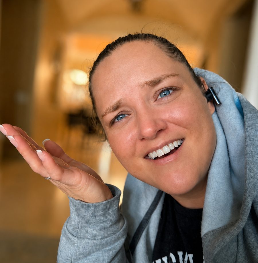 Jimmy&rsquo;s wife, mid-shrug